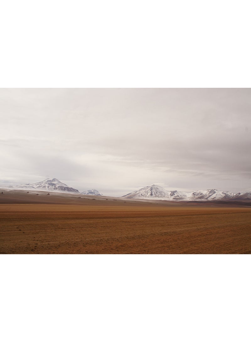 Snow On A Mountain Behind The Desert Wall Art Canvas Print Multicolour 100x66x3.5cm