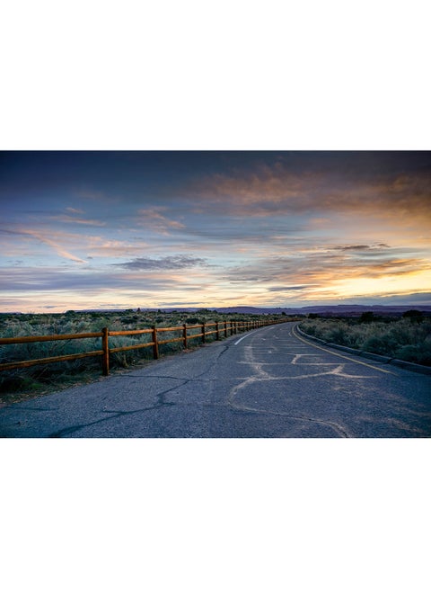 Sunset Open Road Colorful Sky Wall Art Canvas Print Multicolour 100x67x3.5cm