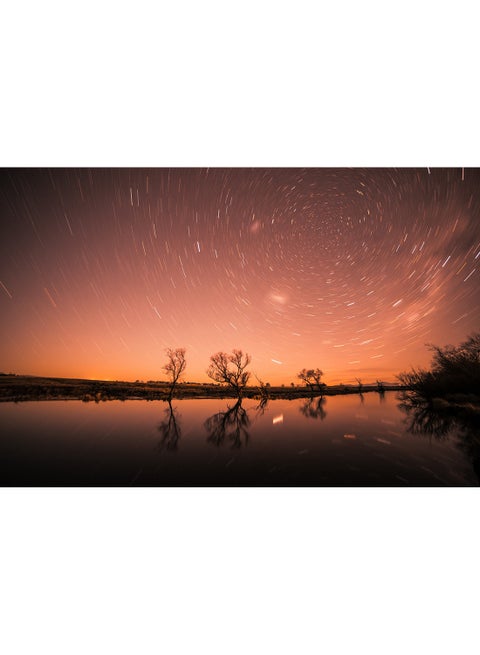 Startrail Longexposure Trees Cool Wall Art Canvas Print Multicolour 70x47x3.5cm