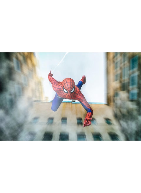 Spiderman Falling From Building Cosplay Wall Art Canvas Print Multicolour 100x63x3.5cm