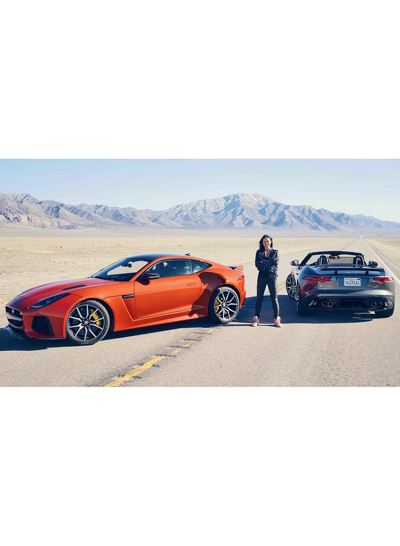 Michelle Rodriguez With Jaguar Sports Car Wall Art Canvas Print Multicolour 70x40x3.5cm - Image 1