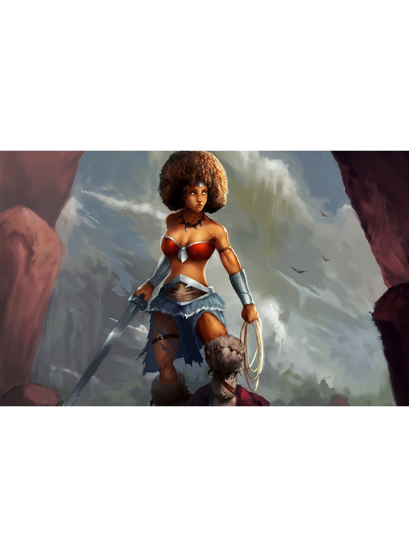 Generic - Wonder Woman Barbarian Style Wall Art Canvas Print Multicolour 70x44x3.5cm - Image 1