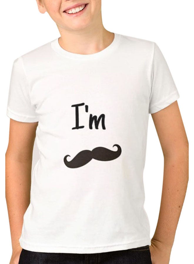 1st Piece I Am Mustache Design Short Sleeve T-Shirt White  - Image 1