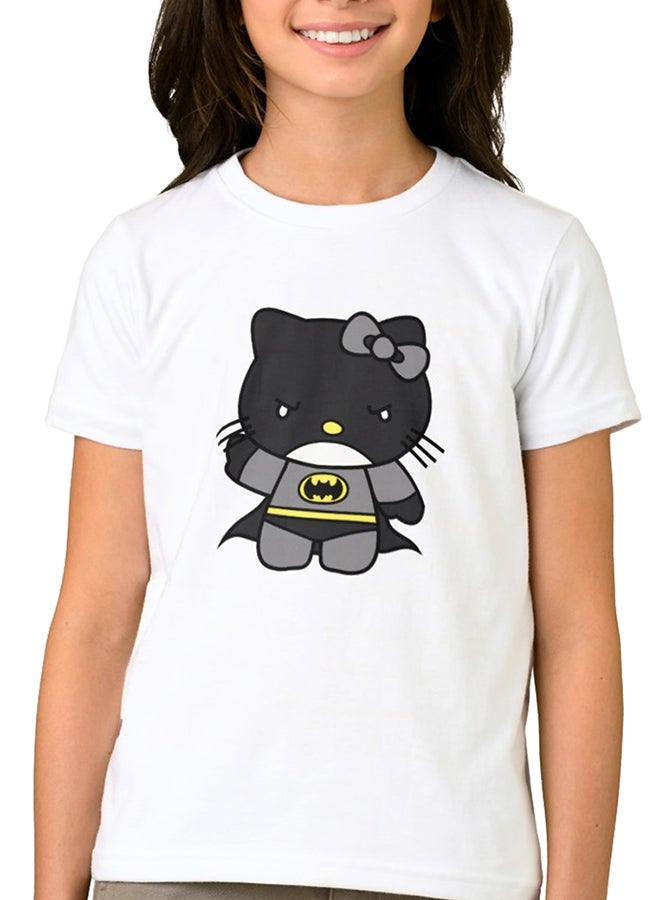 1st Piece Bat Kitty Design Short Sleeve T-Shirt White  - Image 1