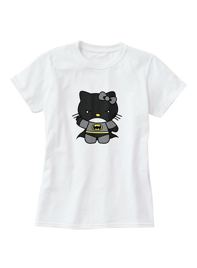 1st Piece Bat Kitty Design Short Sleeve T-Shirt White  - Image 2