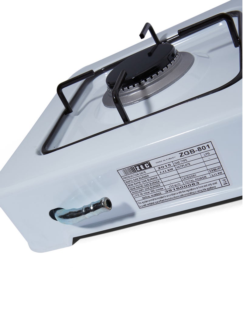 زيك موقد غاز يوضع أعلى الطاولة بشعلة واحدة ZGB-801 أبيض/أسود - Image 4