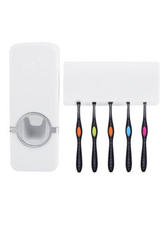 Automatic Toothpaste Dispenser And Toothbrush Holder Set White