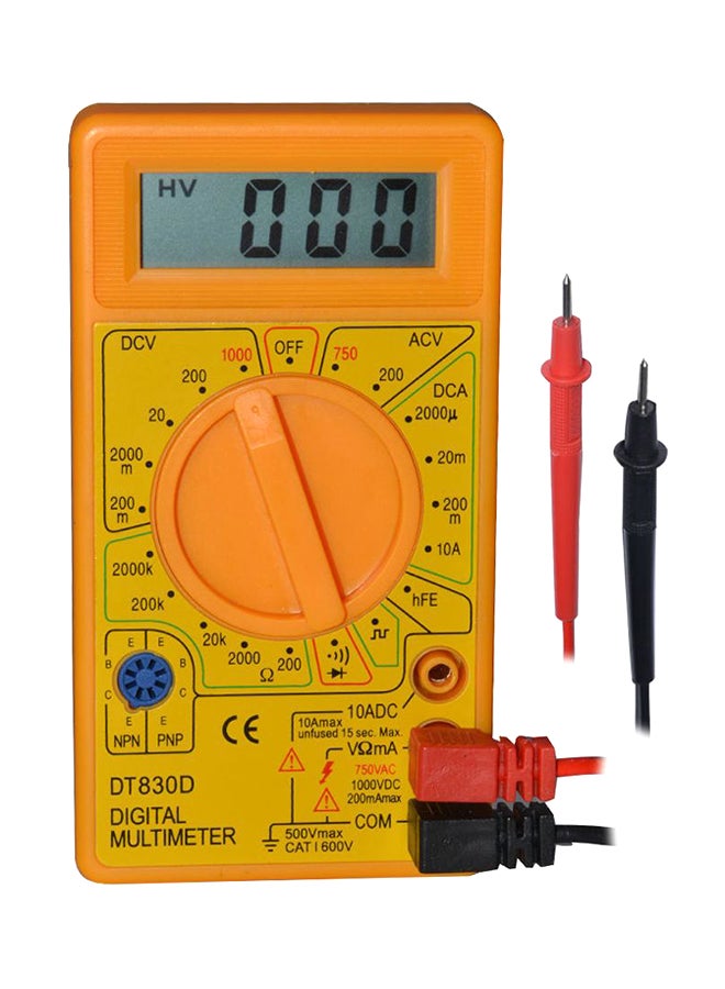 Digital LCD Multimeter Yellow/Orange