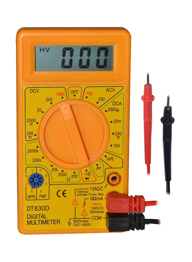 Digital AC/DC Voltage Measuring Multimeter Yellow 