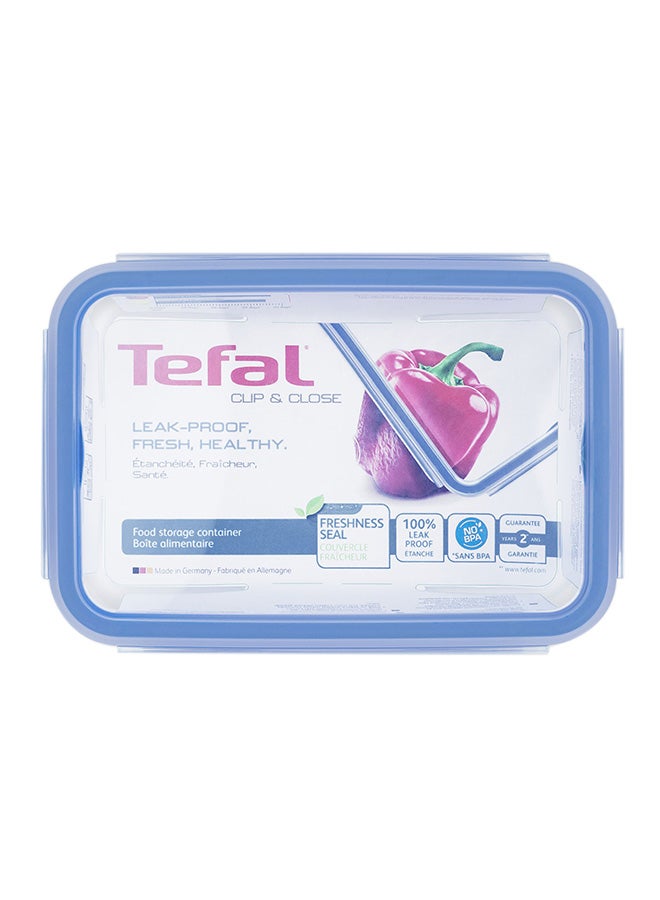 تيفال TEFAL حاوية طعام بلاستيكية Fresh Box | Masterseal 1.0 لتر | حاوية طعام مستطيلة | مانعة للتسرب | آمنة للاستخدام في الميكروويف | خالية من BPA | قابلة للغسل في غسالة الأطباق | مقاومة للصقيع | أزرق | ضمان لمدة سنتين | K3021212 شفاف/أزرق 1لترات  - Image 2