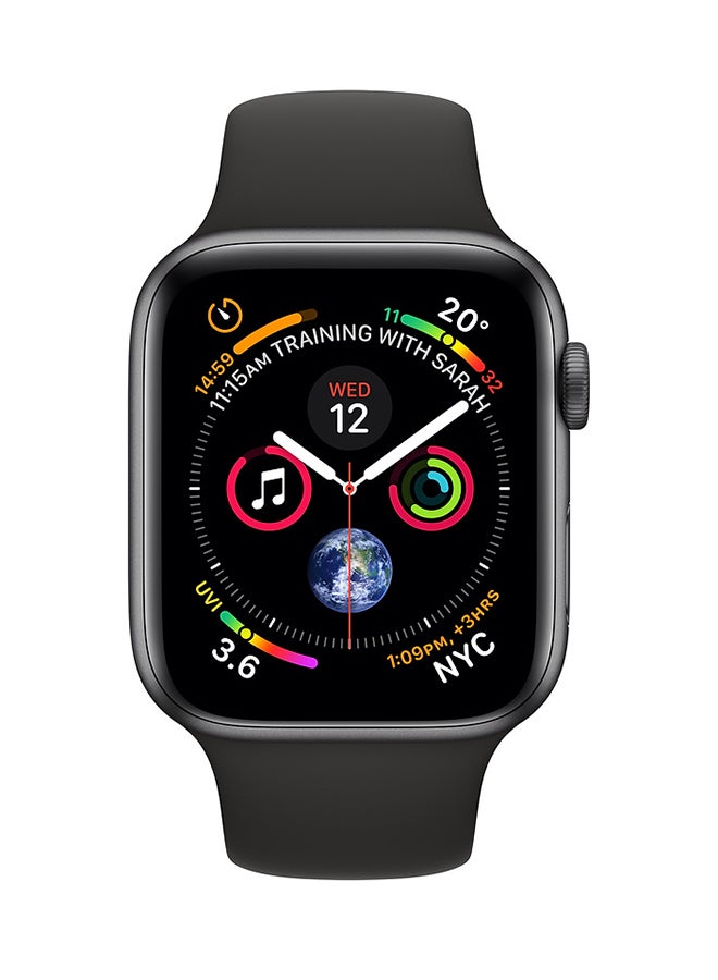 ابل  ساعة السلسلة 4 مزودة بنظام تحديد المواقع وخاصية التوصيل الخلوي بهيكل بلون رمادي سبيس من الألومنيوم وسوار رياضي مقاس 40 مم أسود - Image 1