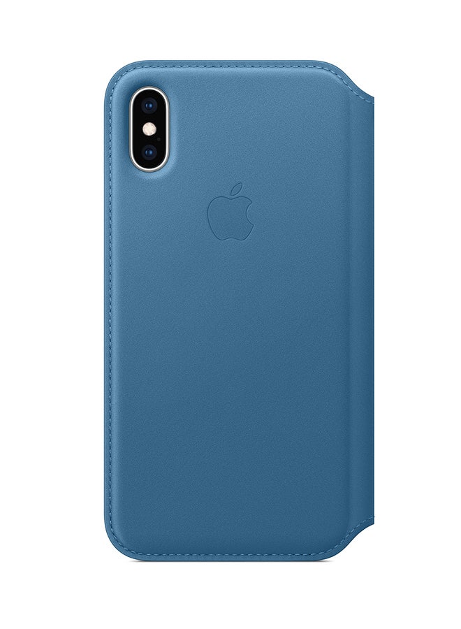 Apple - iPhone XS  Leather Folio Case Cape Cod Blue - Image 1