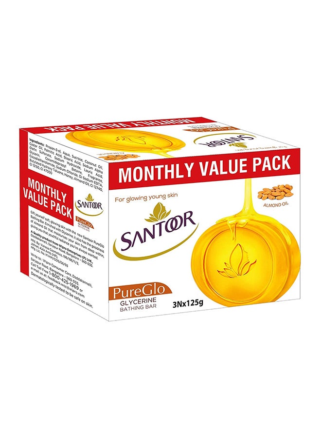 سانتور عبوة من 3 قطع صابون الغليسرين بيور غلو برتقالي 125جرام