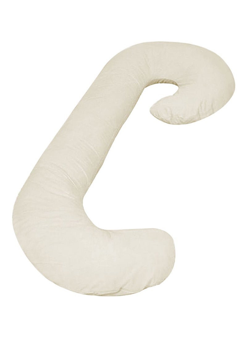 مازر كومفورت وسادة مريحة بتصميم حرف C للحوامل مايكروفايبر أبيض - Image 1