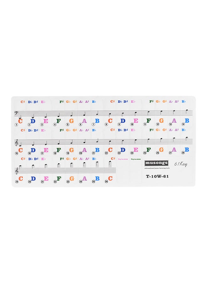ammoon - 61-Keys Transparent Removable Piano Keyboard Stickers - Image 1