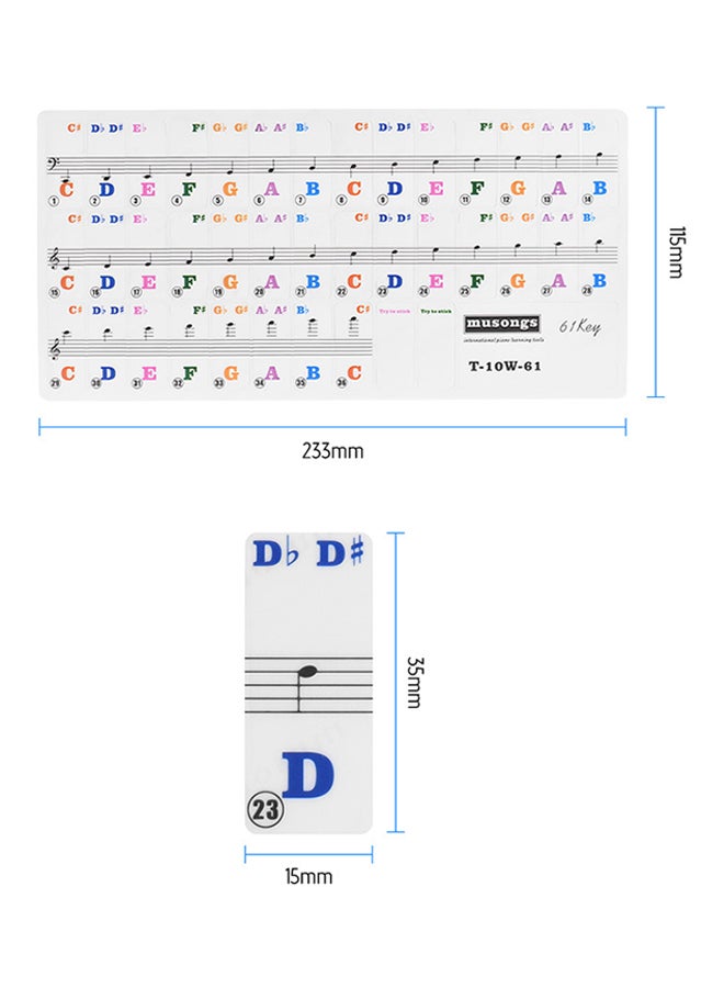 ammoon - 61-Keys Transparent Removable Piano Keyboard Stickers - Image 1