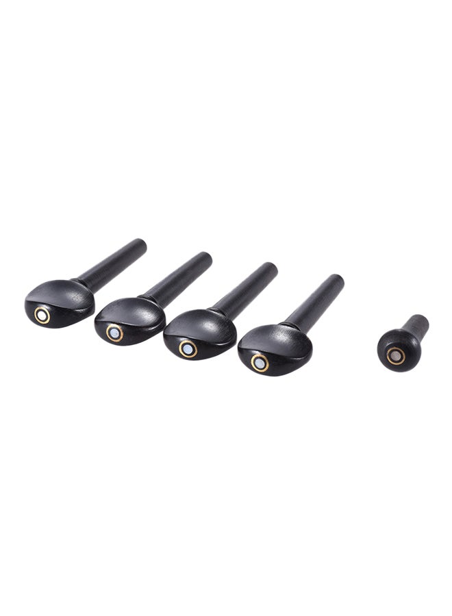 ammoon 5 Pieces Ebony Wood Violin Fiddle Tuning Pegs Endpin Replacement Set  - Image 1
