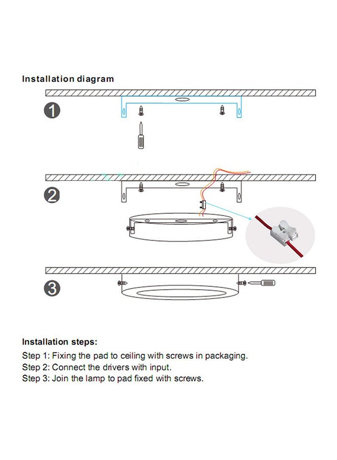 مصباح LED لوحي للسقف أبيض دافئ - Image 3