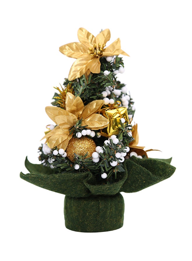 QiaoKai Mini Pine Tree With Ornaments Green/White/Golden 20cm  - Image 1