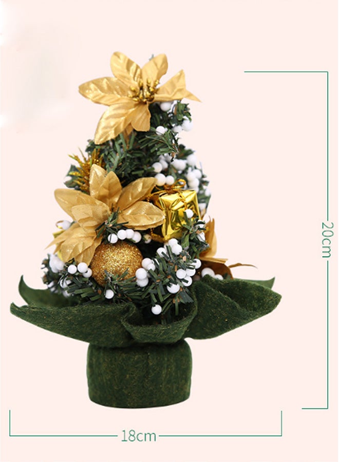 QiaoKai Mini Pine Tree With Ornaments Green/White/Golden 20cm  - Image 2