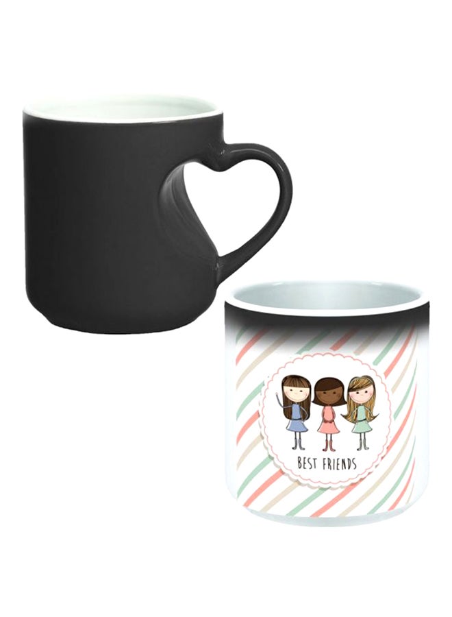 ديكالاك كوب سحري مزود بمقبض على شكل قلب بتصميم منحنٍ إلى الداخل أسود/ أبيض - Image 1