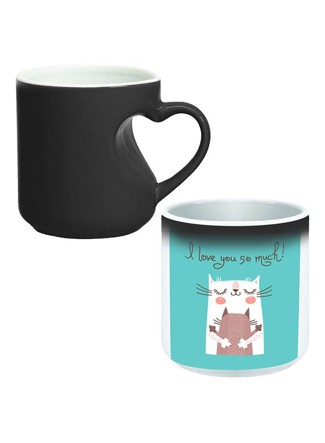 Decalac Ceramic Magic Mug With Inner Heart Handle Black/White  - Image 1
