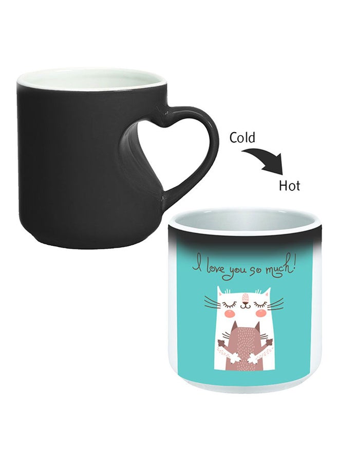 Decalac Ceramic Magic Mug With Inner Heart Handle Black/White  - Image 2