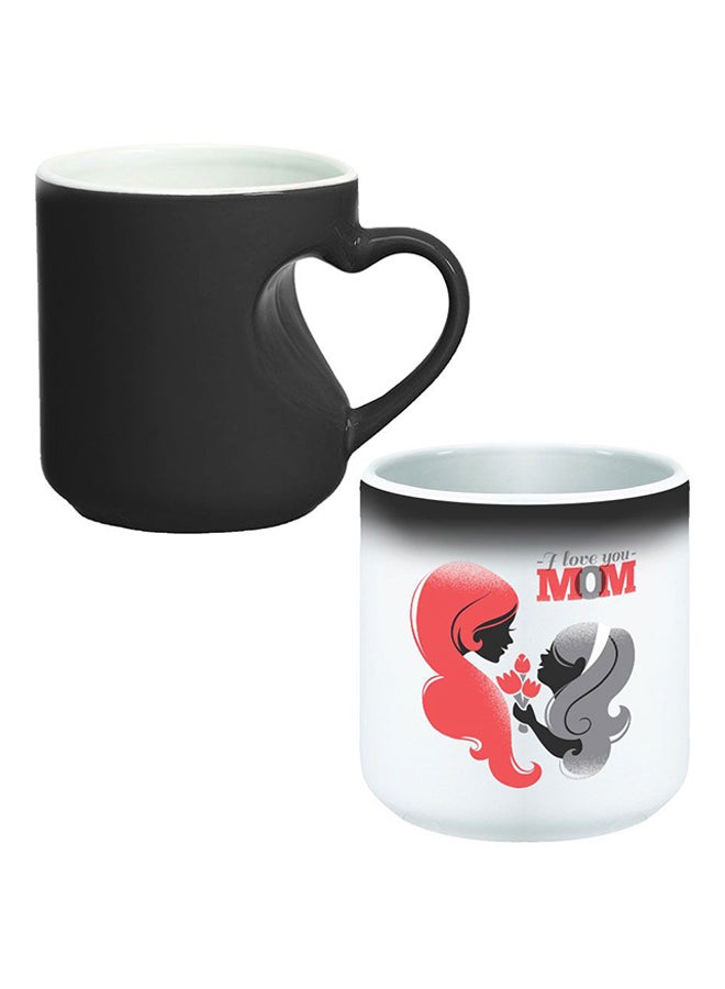 Decalac - Ceramic Magic Mug With Inner Heart Handle Black/White - Image 1