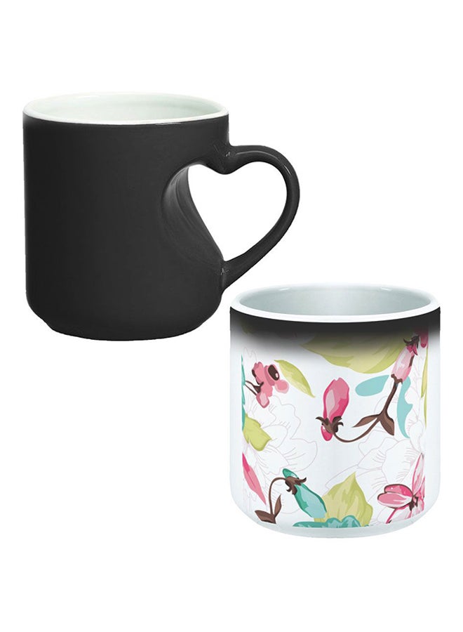 Decalac Ceramic Magic Mug With Inner Heart Handle Black/White - Image 1