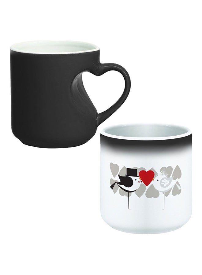 Decalac Ceramic Magic Mug With Inner Heart Handle Black/White - Image 1