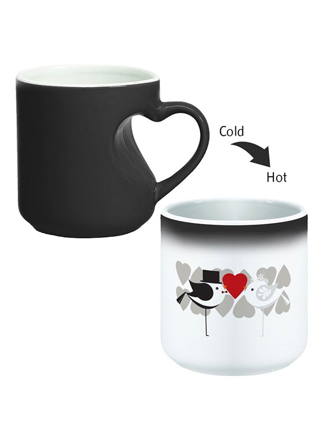Decalac Ceramic Magic Mug With Inner Heart Handle Black/White - Image 2