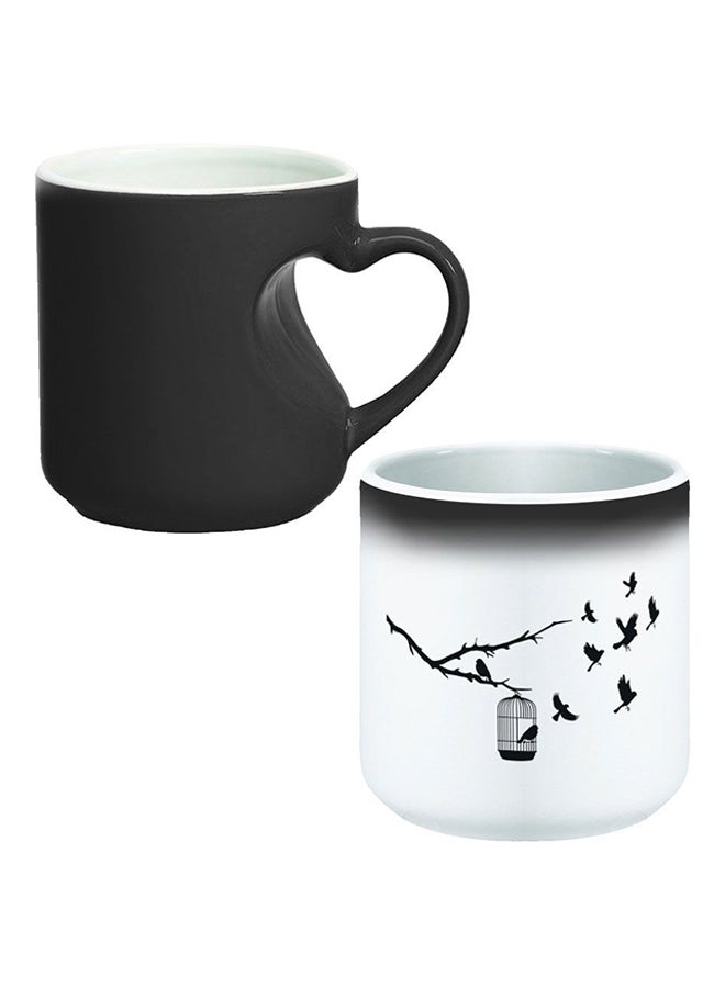 Decalac Ceramic Magic Mug With Inner Heart Handle Black/White  - Image 1
