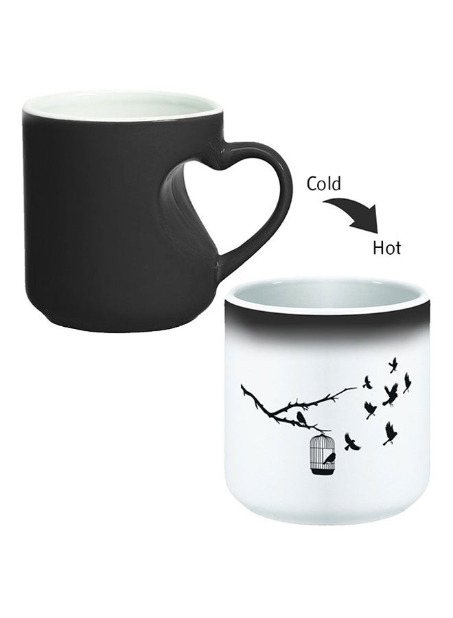 Decalac Ceramic Magic Mug With Inner Heart Handle Black/White  - Image 2