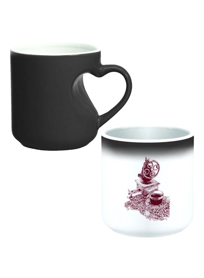 Decalac Ceramic Magic Mug With Inner Heart Handle Black/White - Image 1
