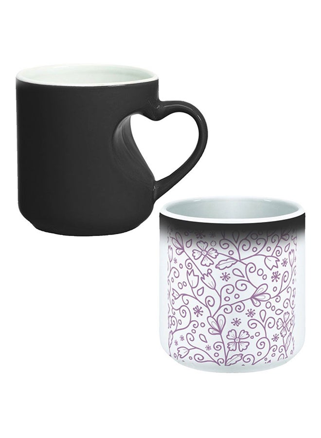 Decalac Ceramic Magic Mug With Inner Heart Handle Black/White - Image 1