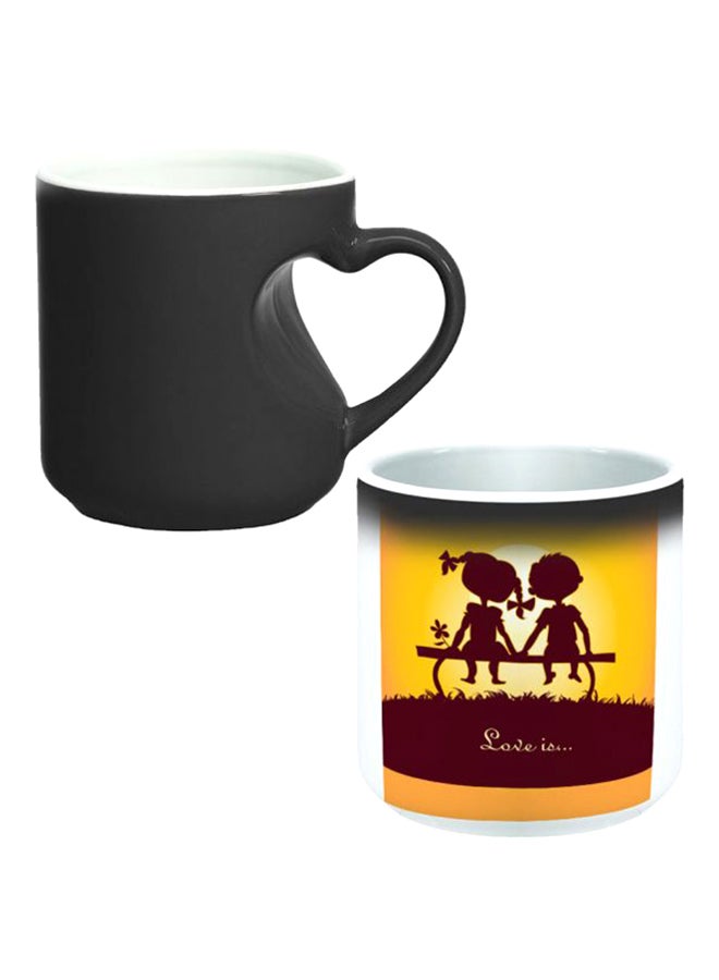 Decalac Ceramic Magic Mug With Inner Heart Handle Black/White  - Image 1