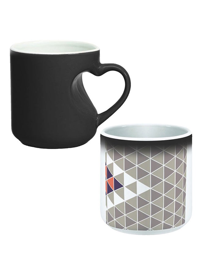 Decalac Ceramic Magic Mug With Inner Heart Handle Black/White - Image 1