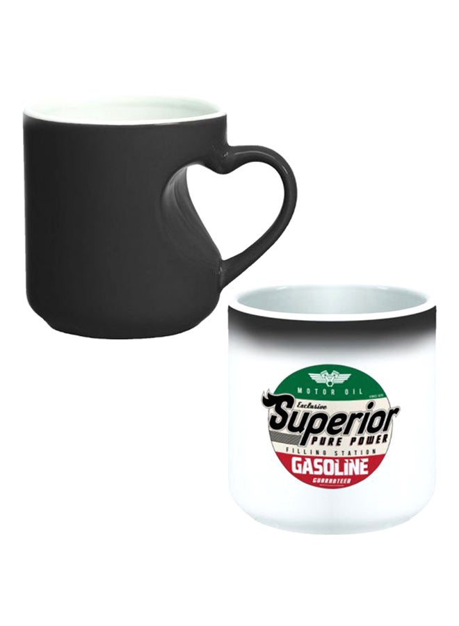 Decalac Ceramic Magic Mug With Inner Heart Handle Black/White - Image 1