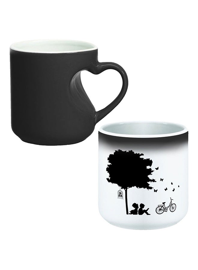 Decalac Ceramic Magic Mug With Inner Heart Handle Black/White - Image 1