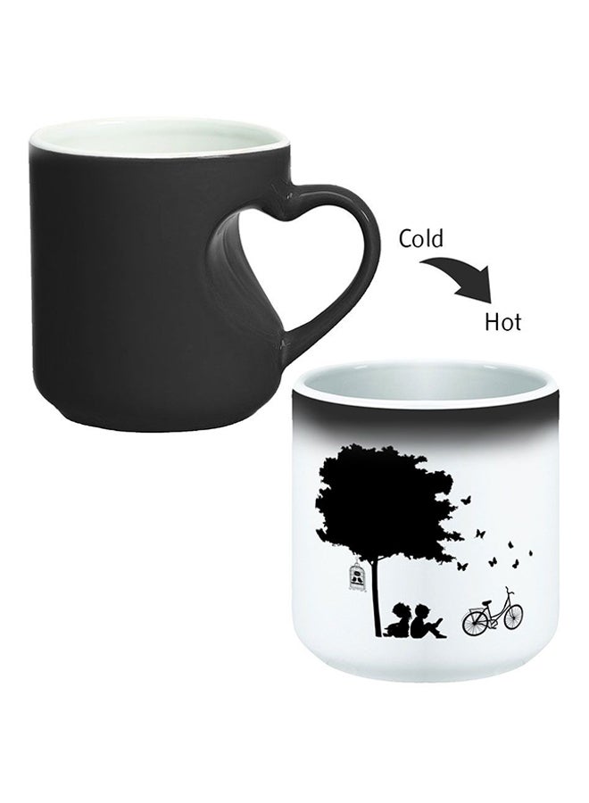 Decalac Ceramic Magic Mug With Inner Heart Handle Black/White - Image 2