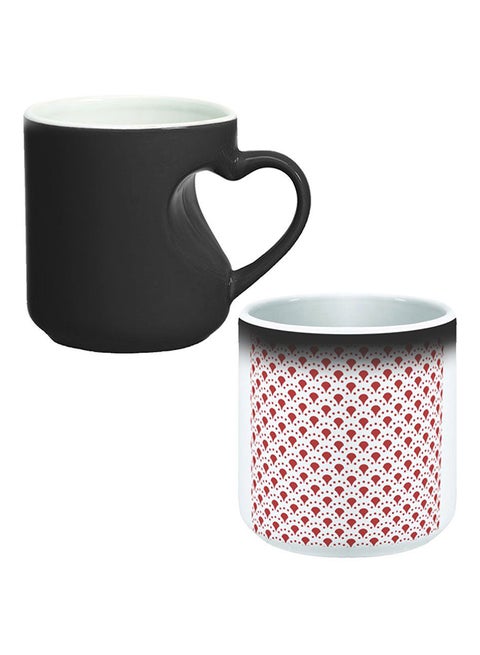 Ceramic Magic Mug With Inner Heart Handle Black/White