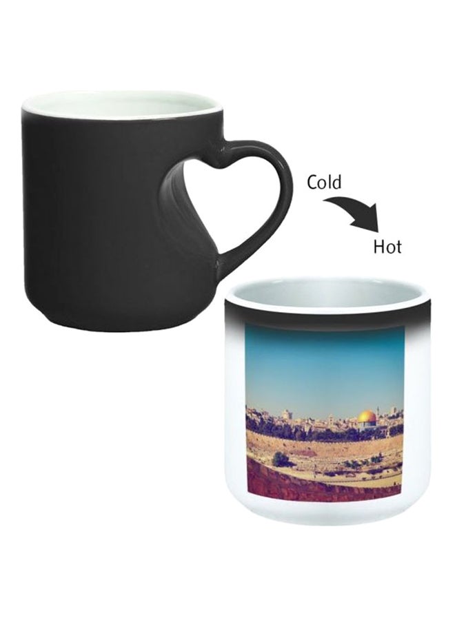 ديكالاك كوب سحري من السيراميك مزود بمقبض على شكل قلب بتصميم منحنٍ إلى الداخل أسود/ أبيض - Image 2