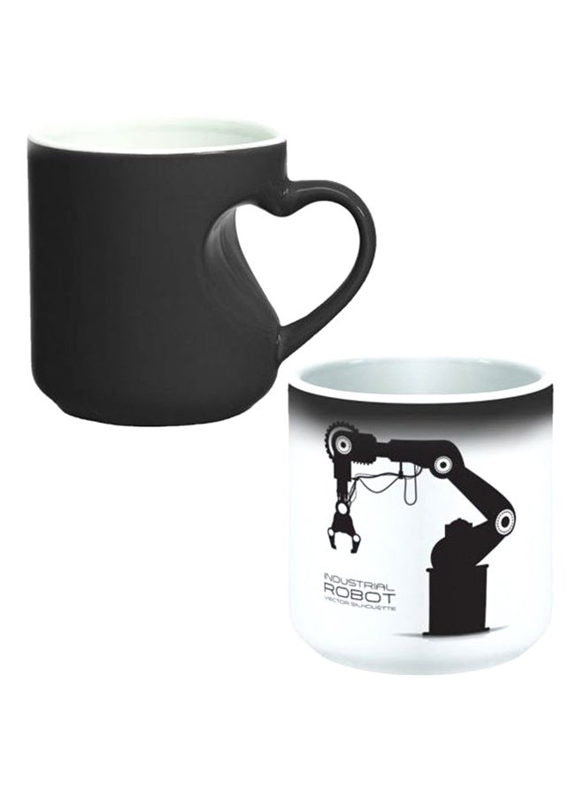 Decalac Ceramic Magic Mug With Inner Heart Handle Black/White - Image 1