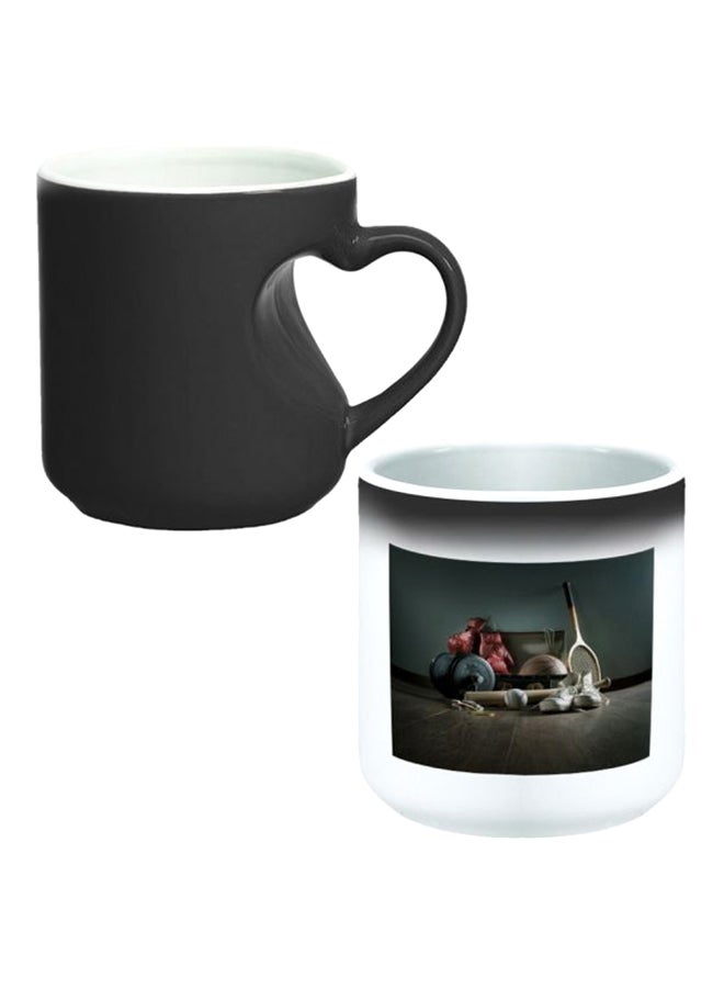 Decalac Ceramic Magic Mug With Inner Heart Handle Black/White - Image 1