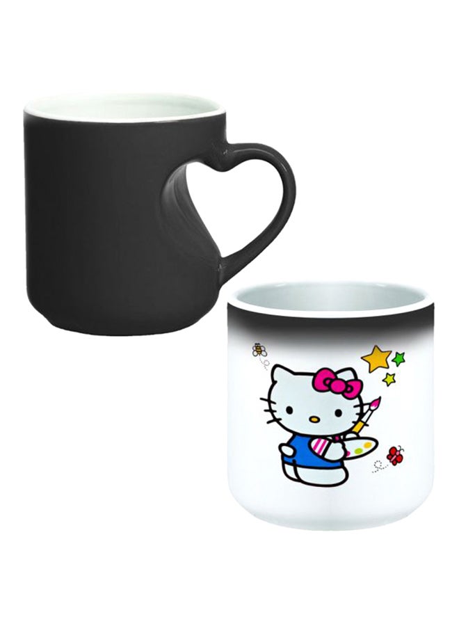 Decalac Ceramic Magic Mug With Inner Heart Handle Black/White  - Image 1