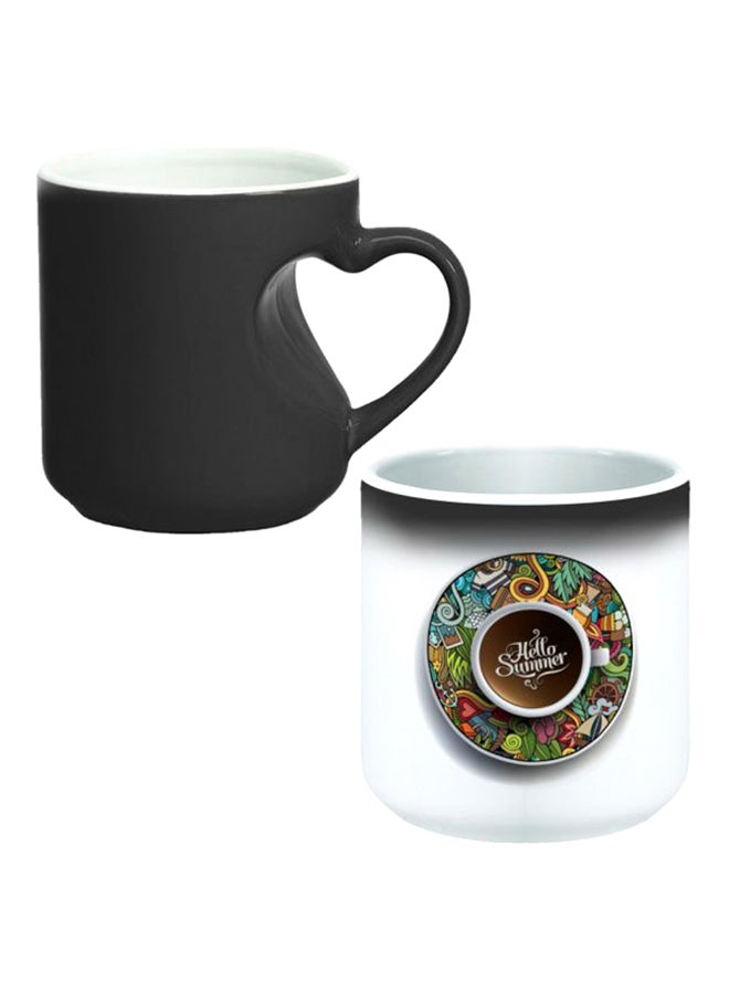Decalac Ceramic Magic Mug With Inner Heart Handle Black/White - Image 1
