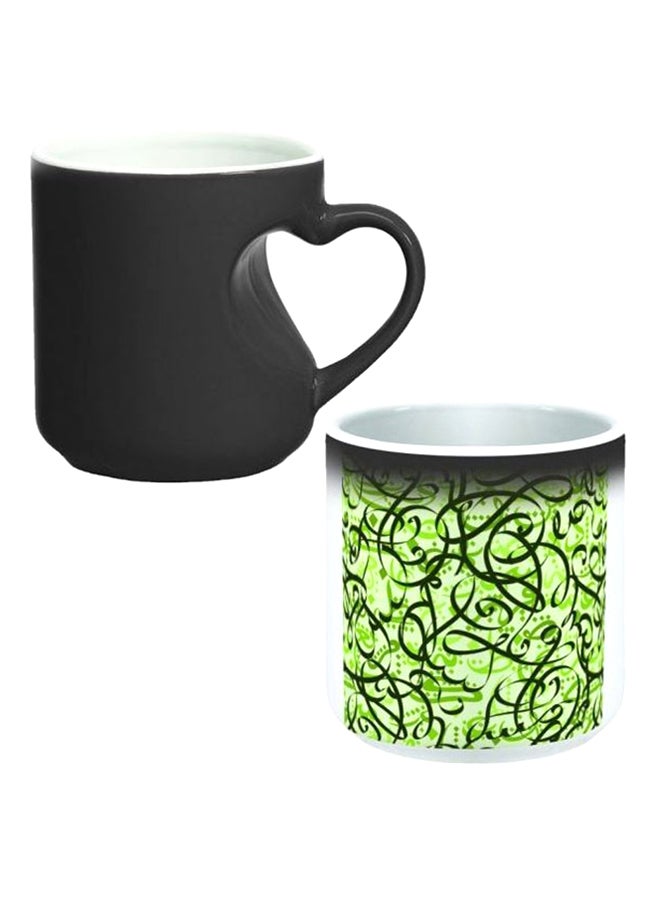 Decalac Ceramic Magic Mug With Inner Heart Handle Black/White - Image 1