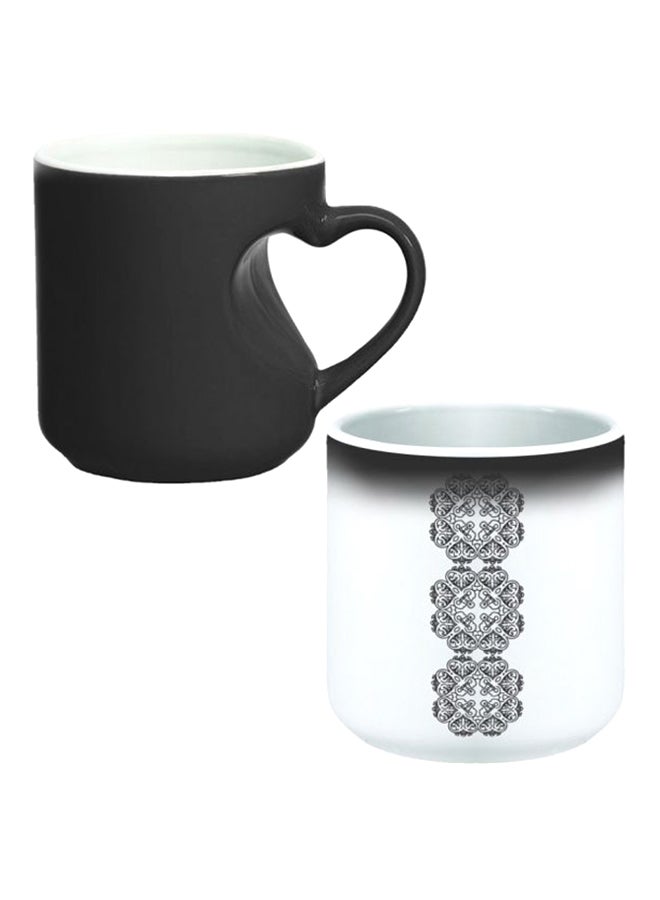 Decalac Ceramic Magic Mug With Inner Heart Handle Black/White - Image 1