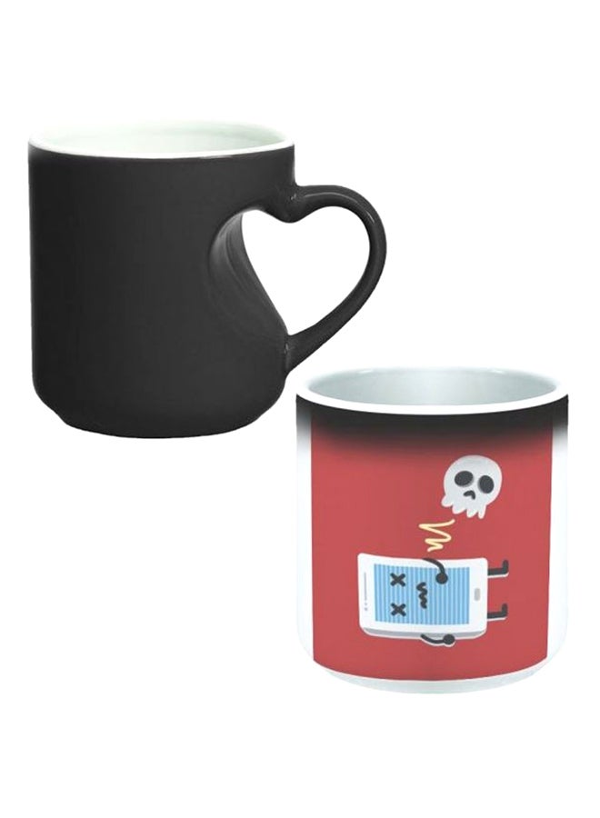Decalac Ceramic Magic Mug With Inner Heart Handle Black/White - Image 1