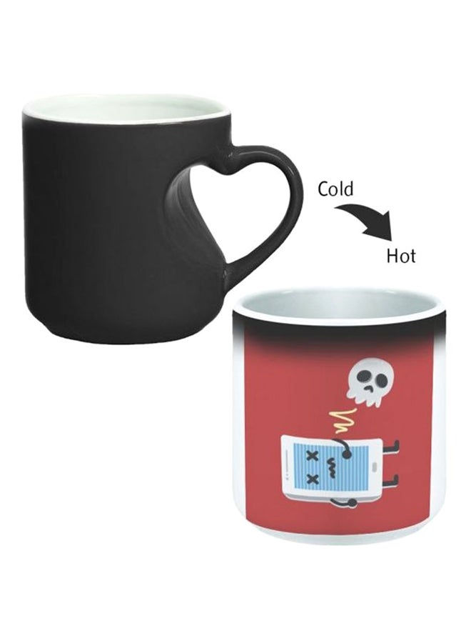 Decalac Ceramic Magic Mug With Inner Heart Handle Black/White - Image 2